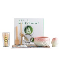 Usine OEM/ODM 8 pièces faites à la main Sakura japonais de qualité cérémonielle porcelaine écologique Matcha thé outil fouet arc ensemble Kit personnalisé