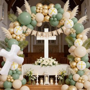 Kit de Guirnalda de <span class=keywords><strong>Globos</strong></span> Cruzados en Dorado Blanco y Verde Arena, 152 Piezas, para Decoración de Fiestas Temáticas de Pascua, Cumpleaños, Bodas y Bautizos - Product Image 6