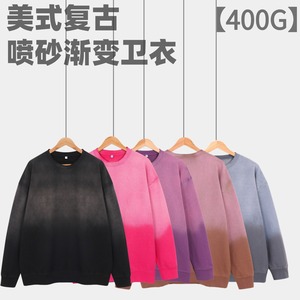 Sweat-shirt unisexe à col rond dégradé pour homme, 400G, finition sablée, anti-boulochage, style décontracté, coupe tendance américaine - Product Image 4