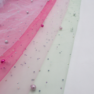 <span class=keywords><strong>Tessuto</strong></span> in Rete di Nylon AB con Strass e Perle, Tulle Scintillante Trasparente per Abiti da Donna, Gonne, Abiti da Sposa, Decorazione Lingerie - Product Image 5