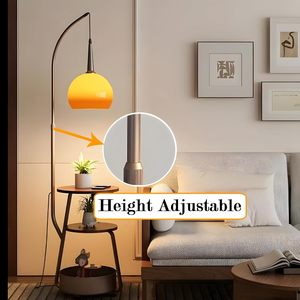 <span class=keywords><strong>Lampe</strong></span> <span class=keywords><strong>sur</strong></span> <span class=keywords><strong>pied</strong></span> Bofea - Orange moderne pour salon, style Mid-Century, avec table basse intégrée, <span class=keywords><strong>abat</strong></span>-<span class=keywords><strong>jour</strong></span> en verre - Product Image 2