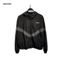 Veste coupe-vent réfléchissant vintage à fermeture éclair pour homme 100% polyester col à capuche brodé Technics motif solide tricoté