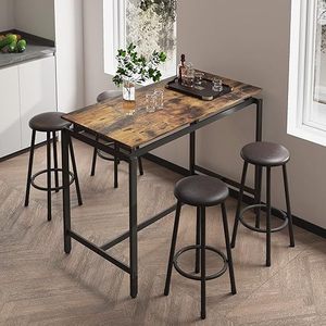 Cross-border minimalist high-value iron and wood combination dining <b>table</b> and chair set, modern <b>bar</b> <b>table</b>, home upholstered <b>bar</b> - Product Image 2