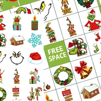 Jeu de cartes de bingo de Noël avec autocollants motif monstre poilu, fournitures de fête, ensemble de jeu éducatif personnalisable