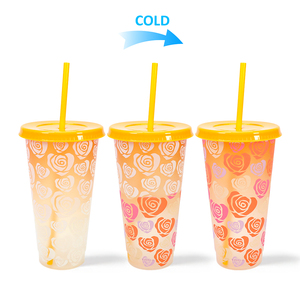 Vaso de Café Reutilizable Mágico de 5 Colores, Vaso de Plástico con Forma de Corazón, Regalo del Día de San Valentín para Mujer, Taza que Cambia de Color 2026 - Product Image 4