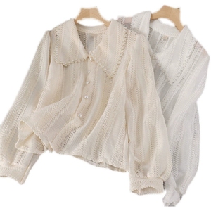Blusa da donna <span class=keywords><strong>con</strong></span> nappine in <span class=keywords><strong>pizzo</strong></span> lavorato a maglia e Design cavo Casual alla moda Top estivo traspirante e comodo per l'outfit quotidiano - Product Image 2