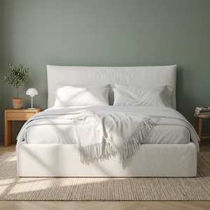 Luxury Comfort Meets Durability! Upholstered Backrest <b>Bed</b> <b>Frame</b> -Plush Support for Lounging Sturdy Build That Lasts - Product Image 3