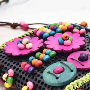 Piccola borsa di perle di legno fiore per portafogli da ragazza, borse a tracolla, borse per carte - Product Image 5
