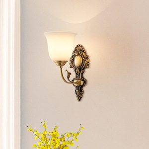American Style Wall Lamp Copper Body Crystal Shade <b>LED</b> <b>Light</b> Source Bedroom Living <b>Room</b> Lighting Fixture - Product Image 5