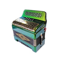SEASOUND OEM Accordéon Diatonique Professionnel 34 Boutons 12 Basses 5 Registres Corps Vert Orange Caméléon Grille Noire Dorée JB3412D