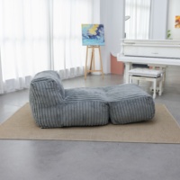 Nuevo y Divertido Puff Multifuncional de Piel Sintética de Conejo con Rayas Grises de Lujo, Cama Tipo Puff Súper Cómoda y Plegable