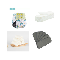 Happyflute Couches lavables pour bébé imprimées réglables et réutilisables Couches en tissu de charbon de bambou imperméables avec prévention des fuites 3D