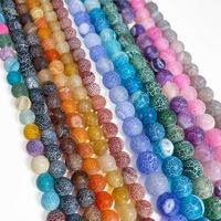 Perles en pierre d'agate de feu mate veinée de dragon, 6mm 8mm, couleurs naturelles mélangées, vente en gros
