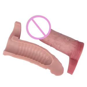 Anneau de pénis réaliste en silicone imperméable à texture de peau, allongé et épaissi, pour hommes homosexuels, avec fonction de retenue du sperme, pour usage avec grand godemiché - Product Image 2