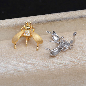 Ensemble de bijoux fins en argent Wenchi S925, accessoires de perles DIY avec style abeille, 7-8 clous d'oreille, 16665 support vide, Chine - Product Image 3