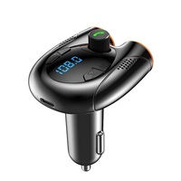 Transmisor FM para Auto con Bluetooth, Reproductor MP3, Llamadas Manos Libres, Puerto de Carga USB Tipo-C Dual, Monitor de Voltaje para Automóviles, Camionetas y Camiones