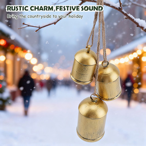 Large Retro Metal Cylinder <b>Christmas</b> Bell Antique Brass Pendant <b>Christmas</b> Tree Door Hanging <b>Garland</b> Decoration. - Product Image 1