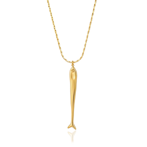 Collana con Ciondolo a Forma di <span class=keywords><strong>Pesce</strong></span> Stile Oceano J&D Jewelry, Gioiello Impermeabile in Acciaio Inossidabile Placcato Oro 18K PVD per Donne - Product Image 6
