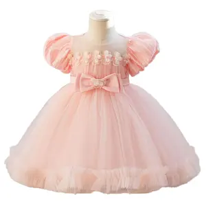 Vestito da bambina principessa con manica a bolle abito celebrativo del primo anno per matrimonio farfalla o festa serale
