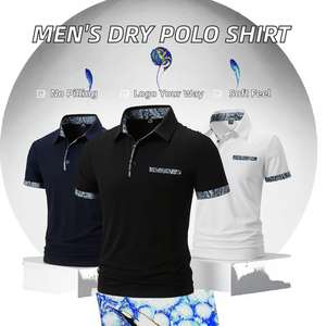 Camiseta de golf de poliéster/algodón de punto para hombre, de manga corta, con corte tridimensional, anti-bolitas, a la moda, para negocios, venta al por mayor - Product Image 2