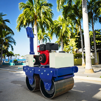 Prix bas 300/500/600/800kg Double tambour simple roue en acier HYDAC moteur marche vibratoire Mini main asphalte route rouleau compacteur