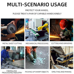 5 أزواج من قفازات العمل المقاومة للقطع بالجملة، قفازات أمان مضادة للقطع للبناء، قفازات مطلية بالبولي يوريثين مضادة للانزلاق، قفازات حماية - Product Image 5