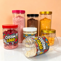 Bocaux ou bouteilles en plastique ronds à large ouverture pour le stockage et la conservation des bonbons pour animaux et des fruits secs