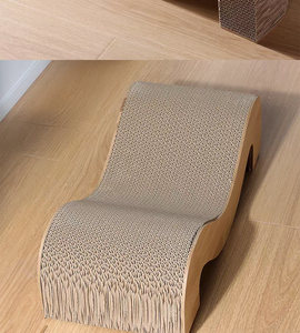 批发豪华瓦楞纸板猫刮刮器舒适室内长方形猫薄荷宠物床现代时尚卡通纸 - Product Image 4