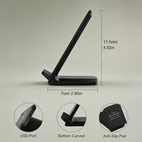 Support de charge sans fil 15W avec port Type-C, station de charge de bureau pliable 3-en-1 avec lumière LED pour smartphones