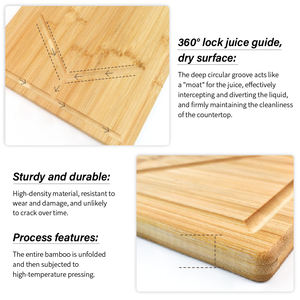 Tablas de Cortar de Bambú Natural al por Mayor WDF con Asas Laterales, Tabla de Cortar con Ranura para Jugos - Product Image 2