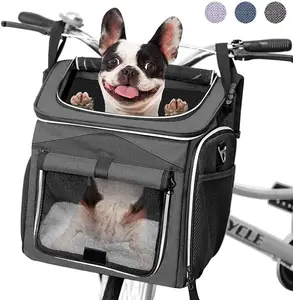 Foldable विस्तार योग्य नरम-पक्ष पालतू कुत्ते वाहक यात्रा बाइक टोकरी सुरक्षित बैग साइकिल पालतू वाहक