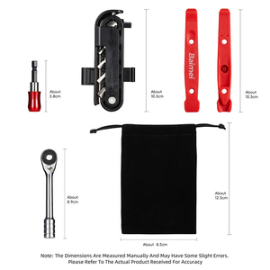 Kit de Herramientas Ligero de Aleación para <span class=keywords><strong>Bicicleta</strong></span> de Bolsillo, Juego de Llaves de Trinquete, <span class=keywords><strong>Porta</strong></span> Puntas Magnético, Herramienta para Desmontar Neumáticos, Bolsa de Herramientas MTB Trailside - Product Image 2