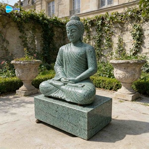 Estatua de Buda de Mármol Tallada a Mano <span class=keywords><strong>para</strong></span> Decoración de Jardín y Parque, Diseño Europeo, Duradera - Product Image 1