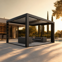 Pergola manuelle en aluminium, rétractable, imperméable, revêtement poudré, design naturel, écologique, durable