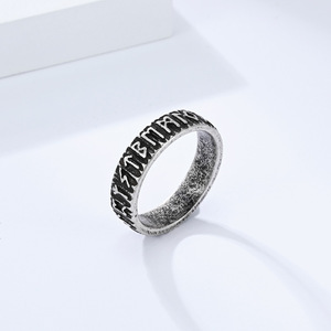 Nordic Viking Rune Titanium Steel <b>Ring</b> For Men Antique <b>Silver</b> Black Letter Design Gift Jewelry - Product Image 4