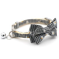 Collier pour chat avec nœud à carreaux Petite marguerite Tournesol Colliers pour petit chien Collier pour chat à dégagement rapide