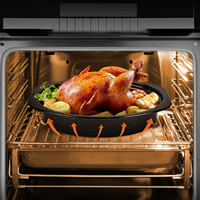 Plat à rôtir ovale en émail noir pour Noël et Halloween, avec couvercle, en granit, pour dinde et poulet, 13, 16, 18 pouces