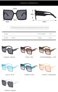 EUGENIA Moda UV400 Logotipo personalizado Cuadrado <span class=keywords><strong>Marco</strong></span> grande Tonos negros Gafas de Sol de marca de lujo Gafas de Sol de gran tamaño <span class=keywords><strong>River</strong></span> 2024 - Product Image 2