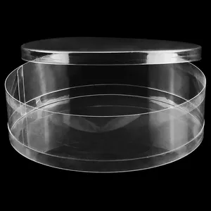 Caixa de plástico redonda transparente para PET de qualidade alimentar, caixa de embalagem de biscoitos e biscoitos, mousse e lanche, cilindro universal