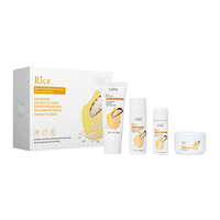 Ensemble de soins de la peau du visage à l'extrait de riz 4 en 1, hydratant, éclaircissant, kit de soin du visage, nettoyant, tonique, sérum, crème