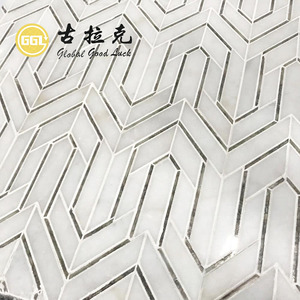 Bằng tia nước đá cẩm thạch thassos Trắng Gạch <span class=keywords><strong>Mosaic</strong></span> Pattern Inlay gương thiết kế cho tường trang trí nội thất - Product Image 2