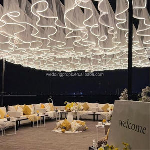 ستارة سقف فاخرة لحفلات الزفاف من قطعة مركزية بيضاء ليد لحفلات الزفاف ستارة سقف شيفون للتعليق على المسرح - Product Image 2