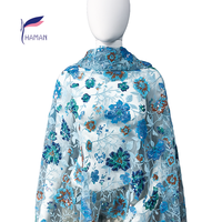 Tissu en maille hexagonale métallique respirant 100% nylon, haute qualité, luxe, haute couture, mode de mariage, paillettes florales colorées