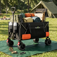 Chariot pliable robuste, capacité de charge de 330 lb, poignée télescopique, roues tout-terrain avec frein, cadre en acier, chariot utilitaire pliable