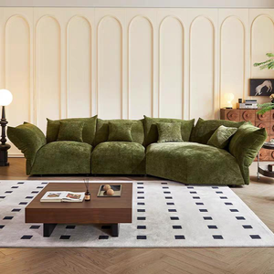 Sofá seccional curvo de terciopelo verde oliva premium, sofá modular extragrande para sala de estar - Product Image 1