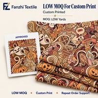 Tissu Oxford en coton imprimé numérique personnalisé artistique, motif Halloween, durable, 130 g/m², pour chemises, artisanat, décoration intérieure