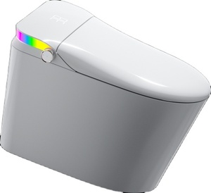 KAWAL Hyundai Automatischer Klappdeckel mit Sensorverschluss, Smart-Toilette mit Fußsensor, Klappring-Spülung, P-Trap-kompatibel, verlängerte Schüssel - Product Image 1