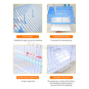 Üretim toptan ucuz ev şekli tasarım açık kuşlar taşıyıcı demir tel papağan kafes - Product Image 3