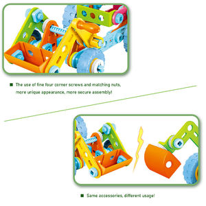 Juego de 118 Piezas de Bloques de Construcción de Ensamblaje con Tornillos 6 en 1, Juguete STEM para Desarrollar Habilidades Motoras Finas, Regalo Creativo para Niños - Product Image 3
