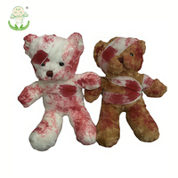 Peluche Ours Blessé Noir avec Bandage Doux et Moelleux